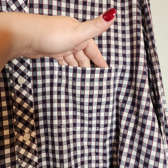Johnston & Murphy Flip Cuff Long Sleeve Button Up Shirt Red White Blue Plaid XL - Picture 9 of 16